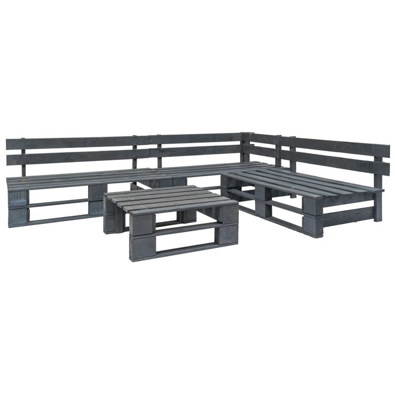 

vidaXL Set de muebles de palés para jardín 4 piezas madera gris - Gris