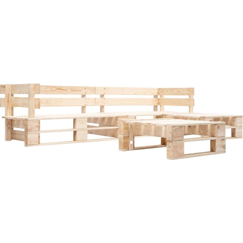 

vidaXL Set de muebles de palés para jardín 4 piezas madera natural - Marrón