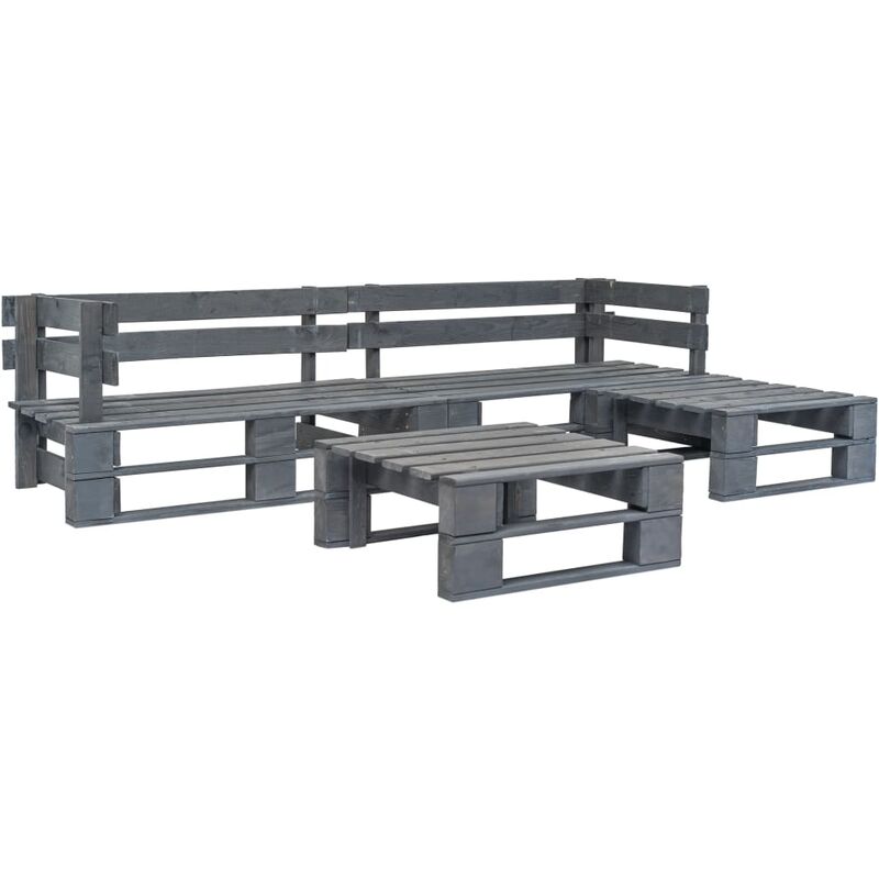 

Set de muebles de palés para jardín 4 piezas madera gris