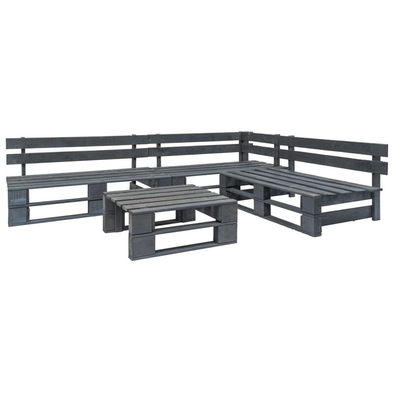 

Set de muebles de palés para jardín 4 piezas madera gris