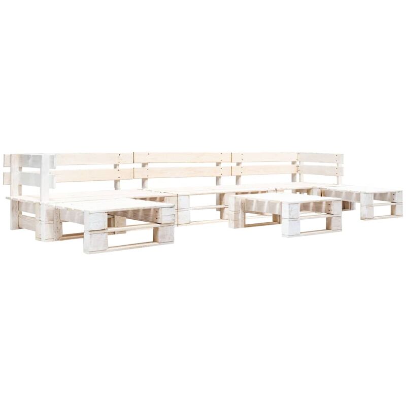 

Set de muebles de palés para jardín 6 piezas madera blanco