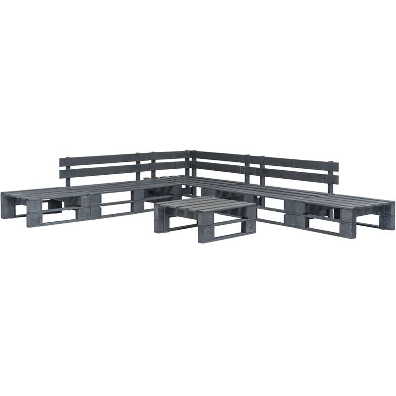 

vidaXL Set de muebles de palés para jardín 6 piezas madera gris - Gris