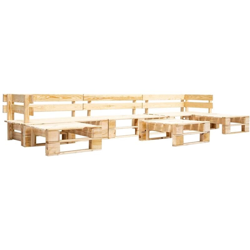 

vidaXL Set de muebles de palés para jardín 6 piezas madera natural - Marrón