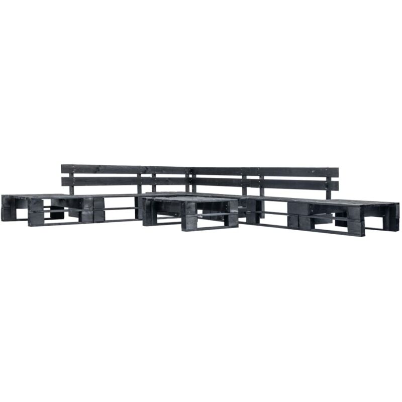 

vidaXL Set de muebles de palés para jardín 6 piezas madera negro - Negro