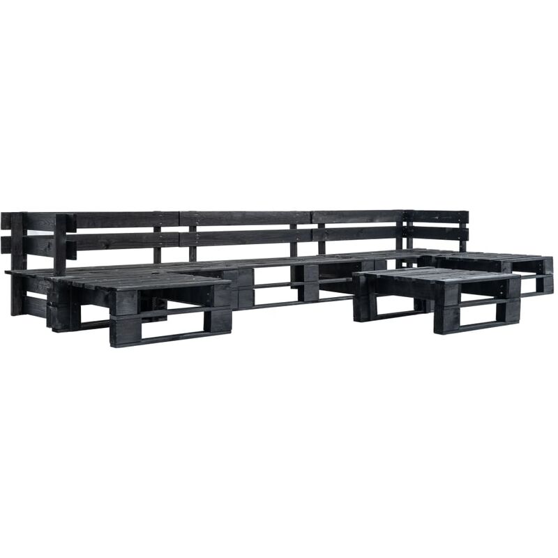 

vidaXL Set de muebles de palés para jardín 6 piezas madera negro - Negro