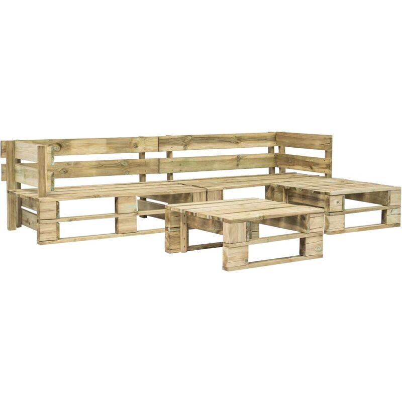 

vidaXL Set de muebles de palés para jardín 4 piezas madera - Marrón