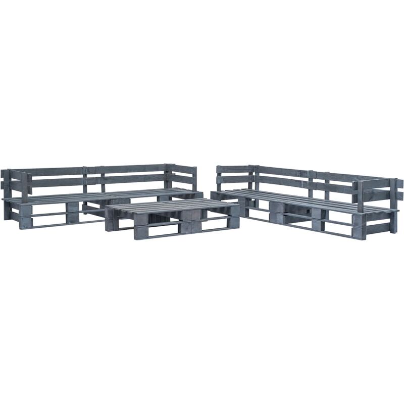 

Set de muebles de palés para jardín 6 piezas madera gris