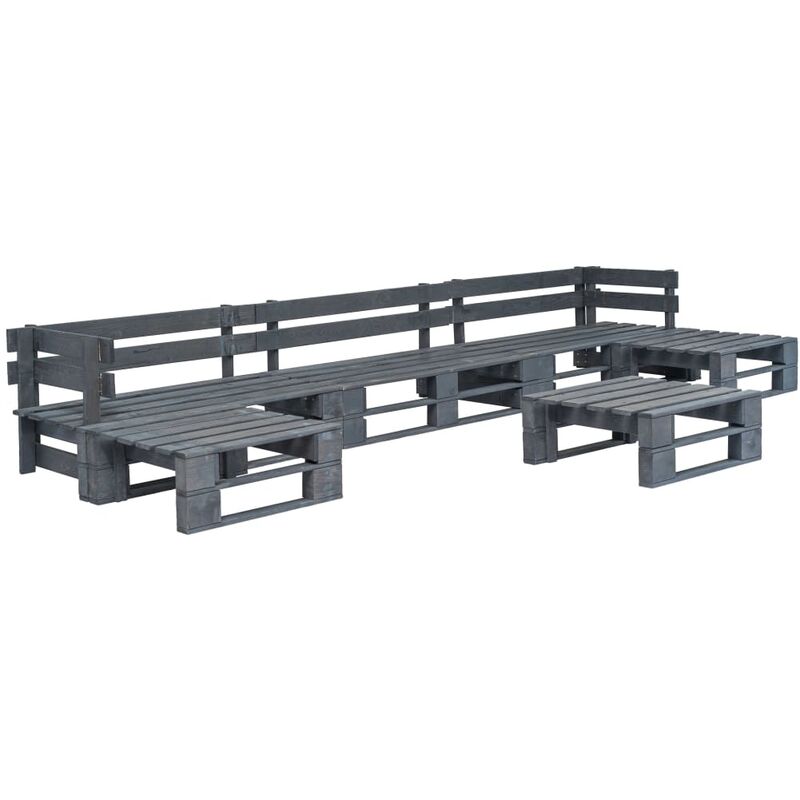 

Set de muebles de palés para jardín 6 piezas madera gris