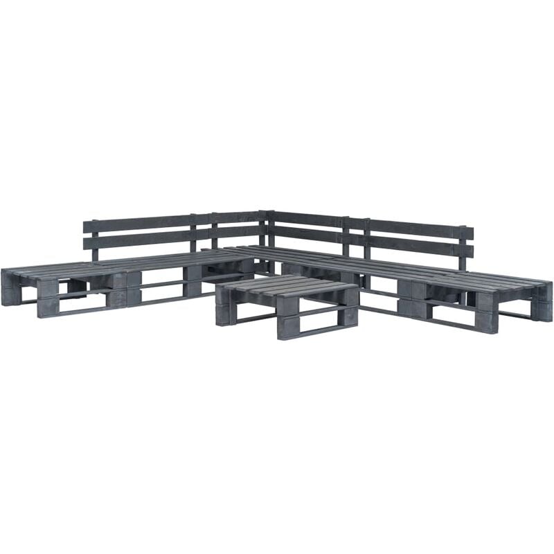 

Set de muebles de palés para jardín 6 piezas madera gris