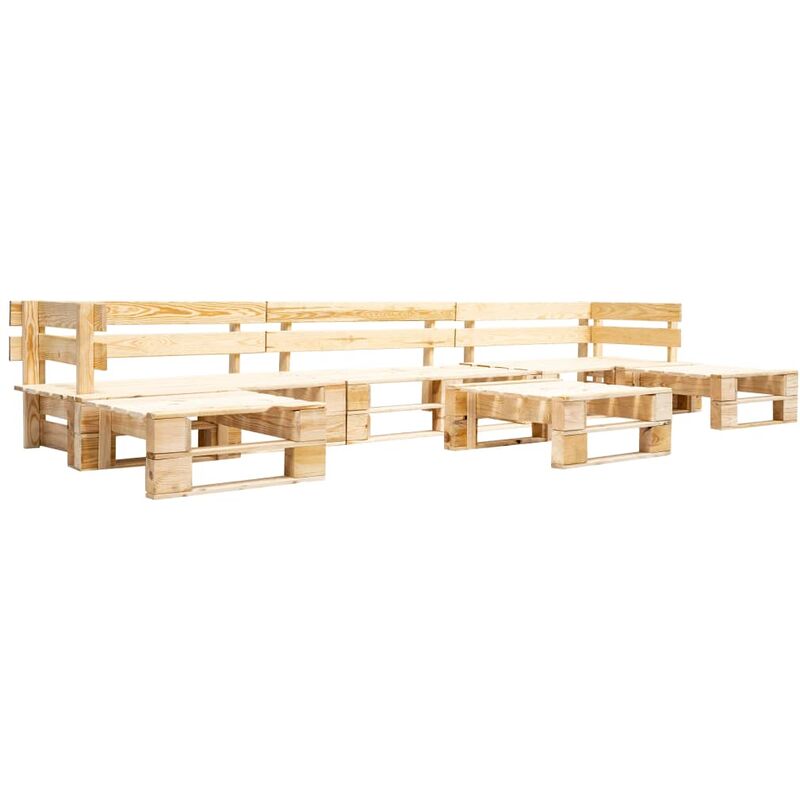 

Set de muebles de palés para jardín 6 piezas madera natural