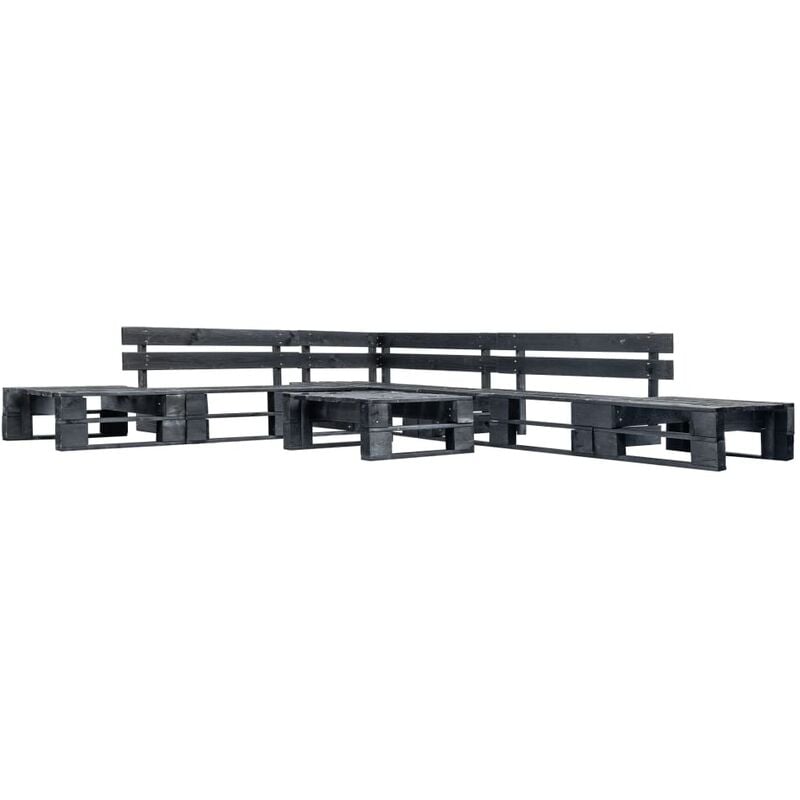 

Set de muebles de palés para jardín 6 piezas madera negro