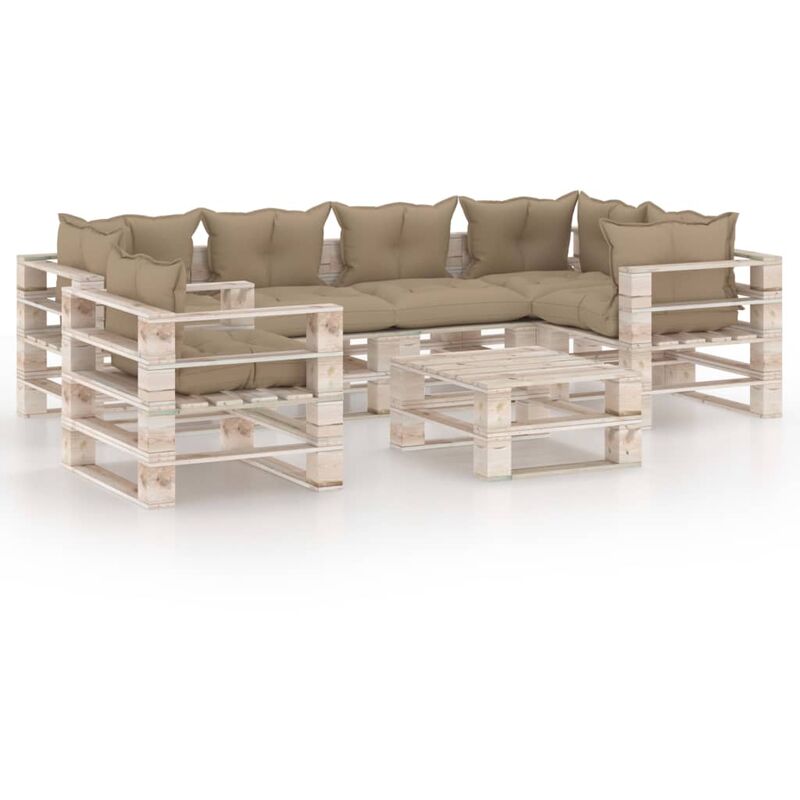 

Set de muebles de paléts para jardín 7 pzas cojines madera pino