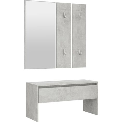 Set de muebles de recibidor madera contrachapada gris hormigón vidaXL