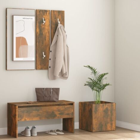 Set de muebles de recibidor madera contrachapada roble ahumado vidaXL