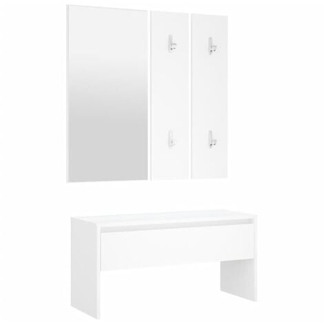 Set de muebles de recibidor madera contrachapada roble ahumado vidaXL - Blanco