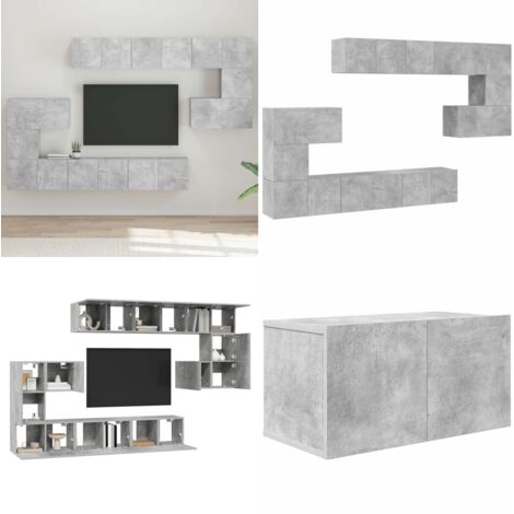 Set de muebles de salón 10 pzas madera ingeniería gris hormigón - Muebles de TV - Armarios de TV