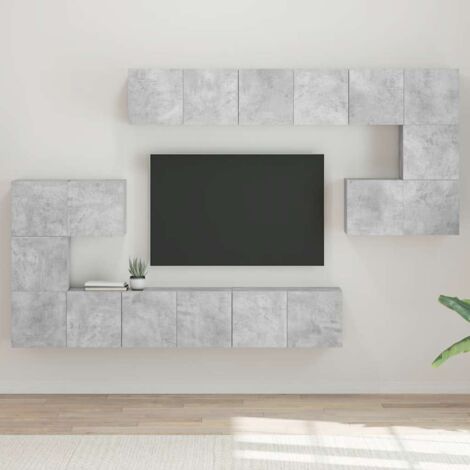 Set de muebles de salón 10 pzas madera ingeniería gris hormigón vidaXL
