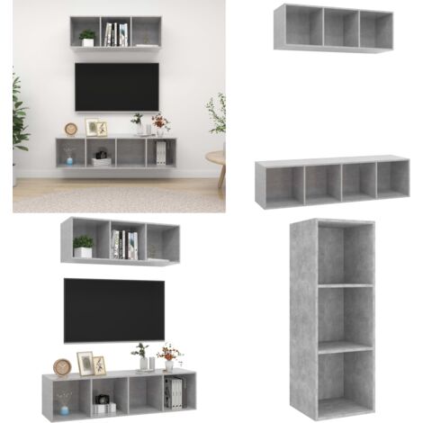 Set de muebles de salón 2 pzas madera ingeniería gris hormigón - Armarios de TV - Muebles de pared