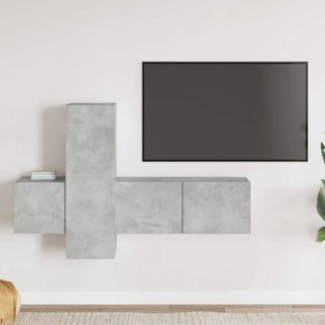 Set de muebles de salón 3 pzas madera ingeniería gris hormigón