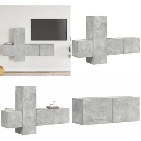Set de muebles de salón 3 pzas madera ingeniería gris hormigón - Muebles de TV - Muebles de madera