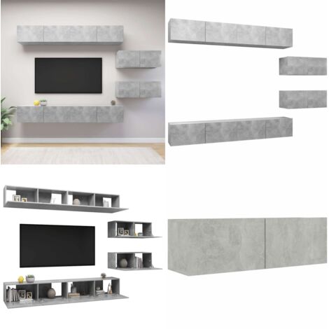 Set de muebles de salón 6 pzas madera ingeniería gris hormigón - Muebles de TV - Armarios de TV