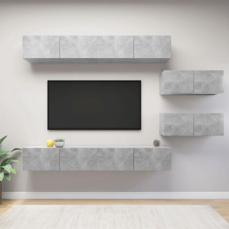 Set de muebles de salón 6 pzas madera ingeniería gris hormigón vidaXL