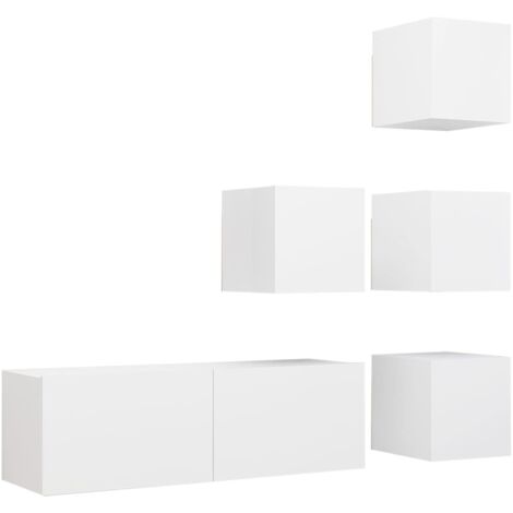 Set de muebles de salón TV 5 piezas madera de ingeniería blanco vidaXL