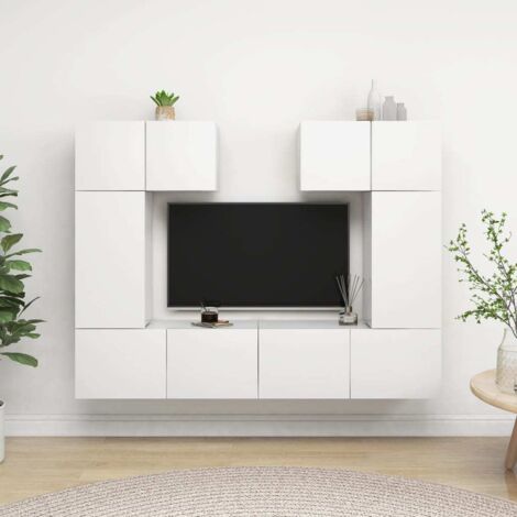 Set de muebles de salón TV 6 piezas madera de ingeniería blanco vidaXL