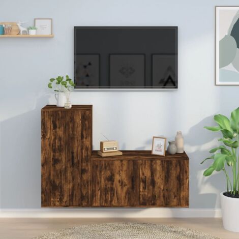 Set de muebles de TV 2 pzas madera contrachapada roble ahumado vidaXL
