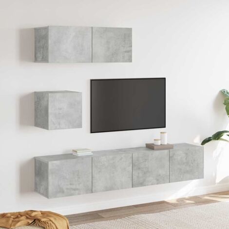 Set de muebles de TV 4 pzas madera contrachapada gris hormigón