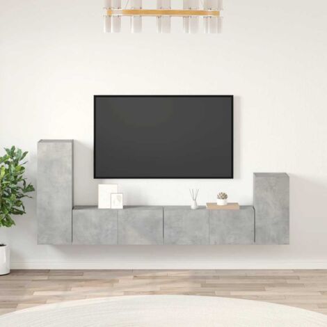 Set de muebles de TV 4 pzas madera contrachapada gris hormigón vidaXL