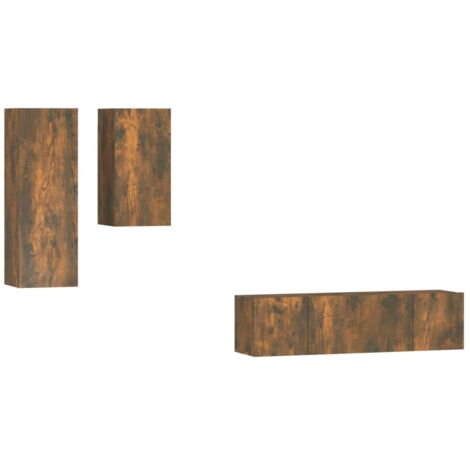 Set de muebles de TV 4 pzas madera contrachapada roble ahumado vidaXL
