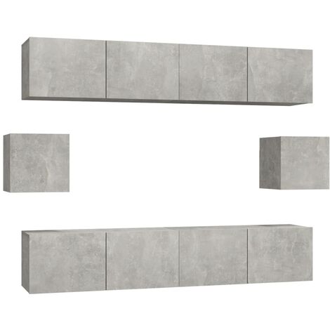 Set de muebles de TV 6 pzas madera contrachapada gris hormigón vidaXL