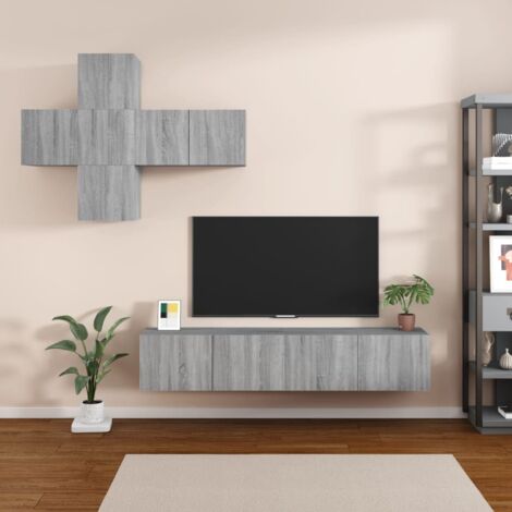 Set de muebles de TV 7 pzas madera contrachapada gris sonoma vidaXL