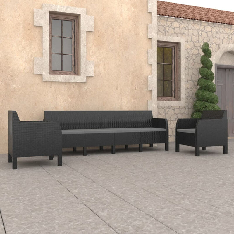 

Set de muebles jardin 3 piezas con cojines PP gris antracita