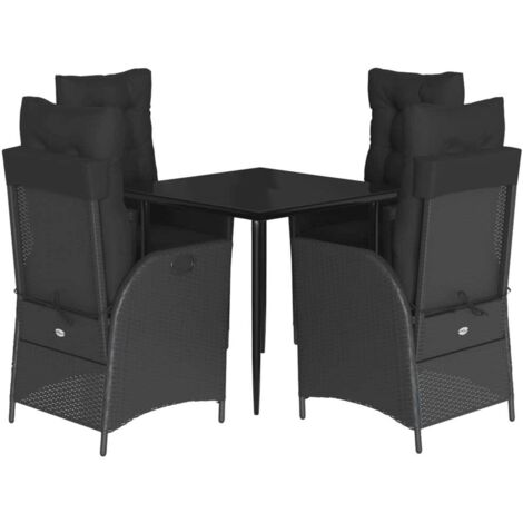 Set de muebles jardín 5 pzas con cojines ratán sintético negro