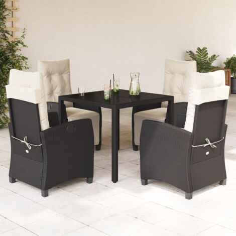 Set de muebles jardín 5 pzas con cojines ratán sintético negro vidaXL