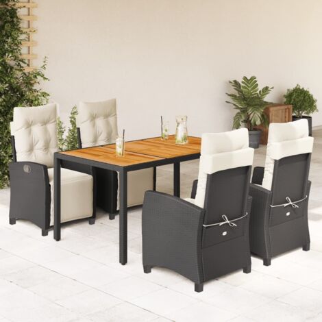 Set de muebles jardín 5 pzas con cojines ratán sintético negro vidaXL