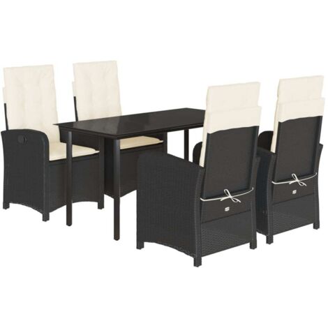 Set de muebles jardín 5 pzas con cojines ratán sintético negro vidaXL