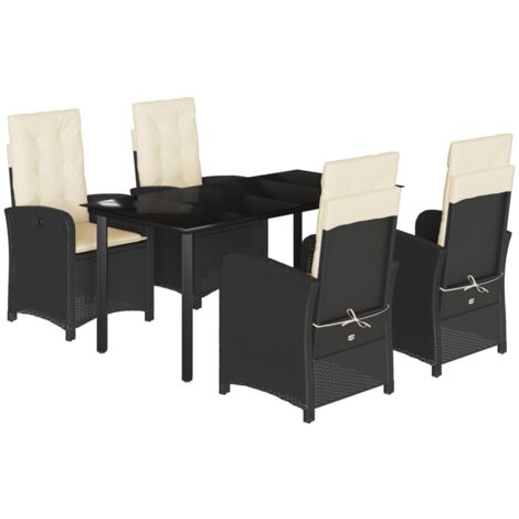 Set de muebles jardín 5 pzas con cojines ratán sintético negro vidaXL