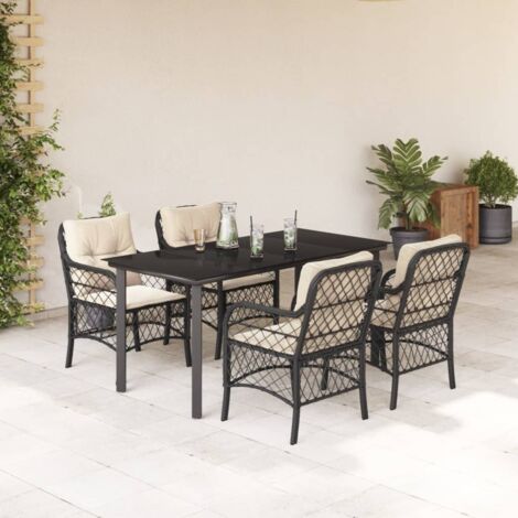Set de muebles jardín 5 pzas con cojines ratán sintético negro vidaXL