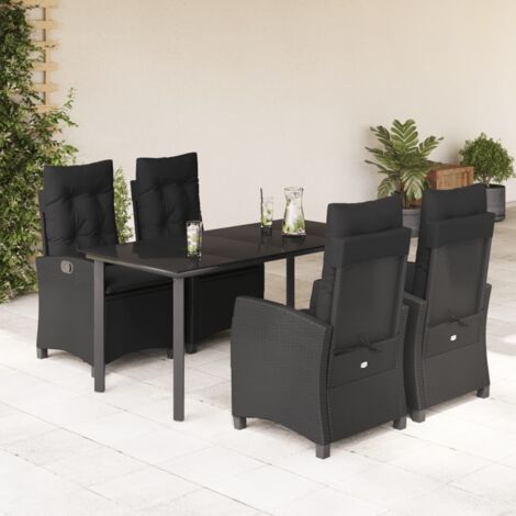 Set de muebles jardín 5 pzas con cojines ratán sintético negro vidaXL