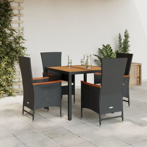 Set de muebles jardín 5 pzas con cojines ratán sintético negro vidaXL