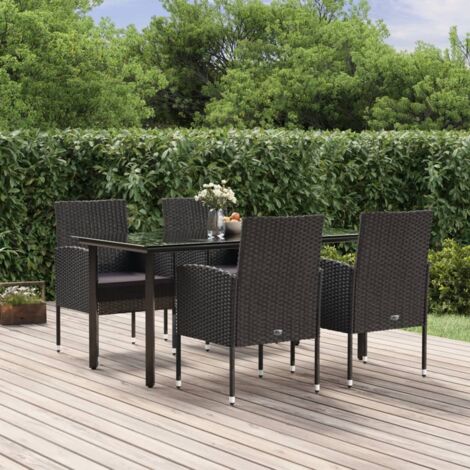Set de muebles jardín 5 pzas con cojines ratán sintético negro vidaXL