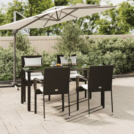 Set de muebles jardín 5 pzas con cojines ratán sintético negro vidaXL