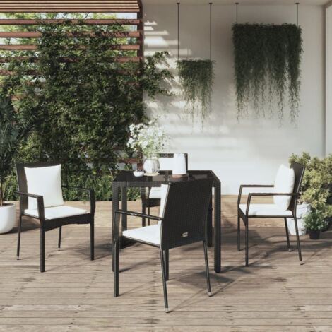 Set de muebles jardín 5 pzas con cojines ratán sintético negro vidaXL