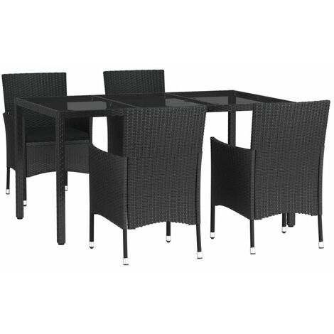 Set de muebles jardín 5 pzas con cojines ratán sintético negro vidaXL