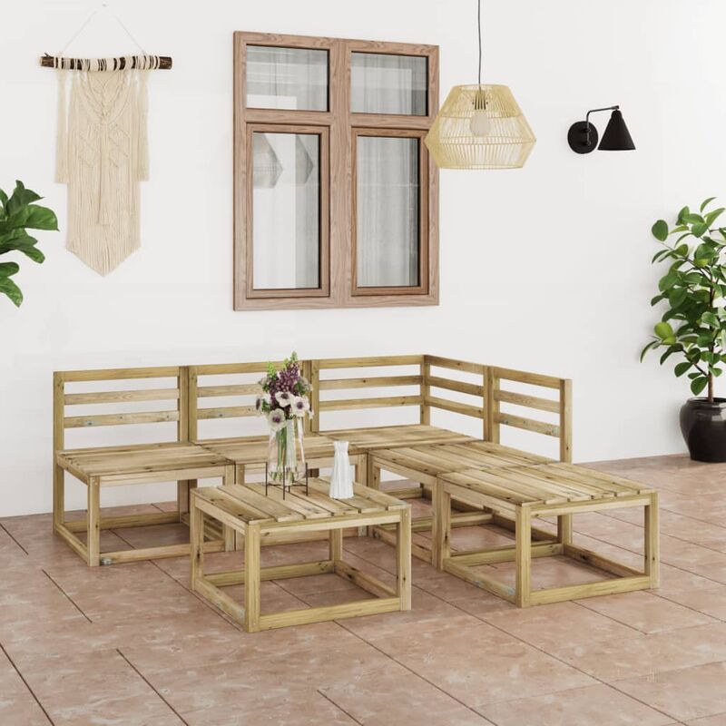 

Set de muebles jardín 6 piezas madera de pino impregnada verde