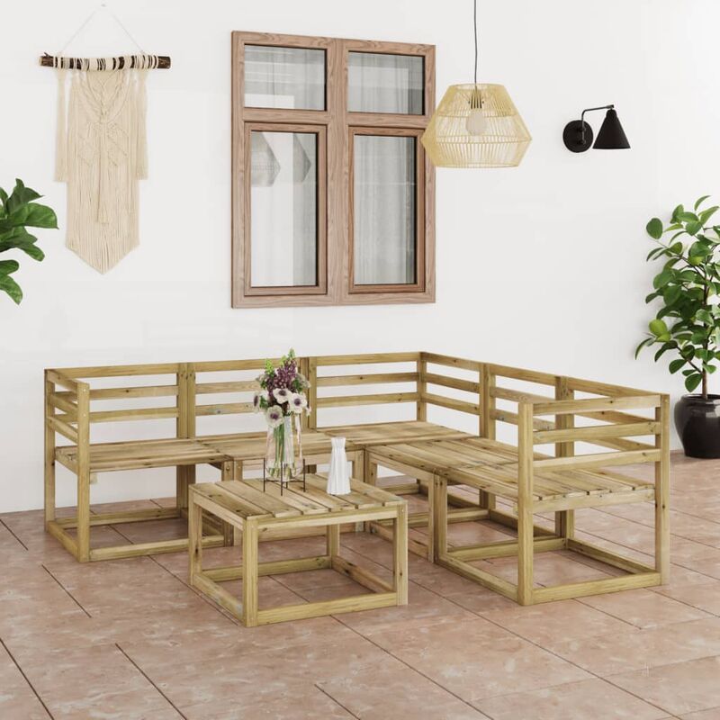 

Set de muebles jardín 6 piezas madera de pino impregnada verde