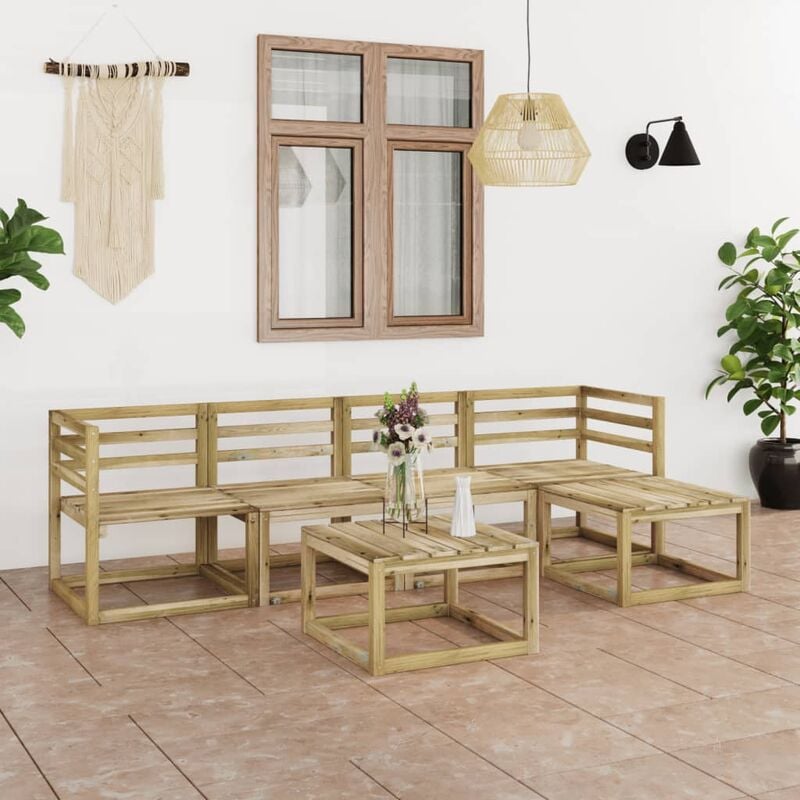 

Set de muebles jardín 6 piezas madera de pino impregnada verde